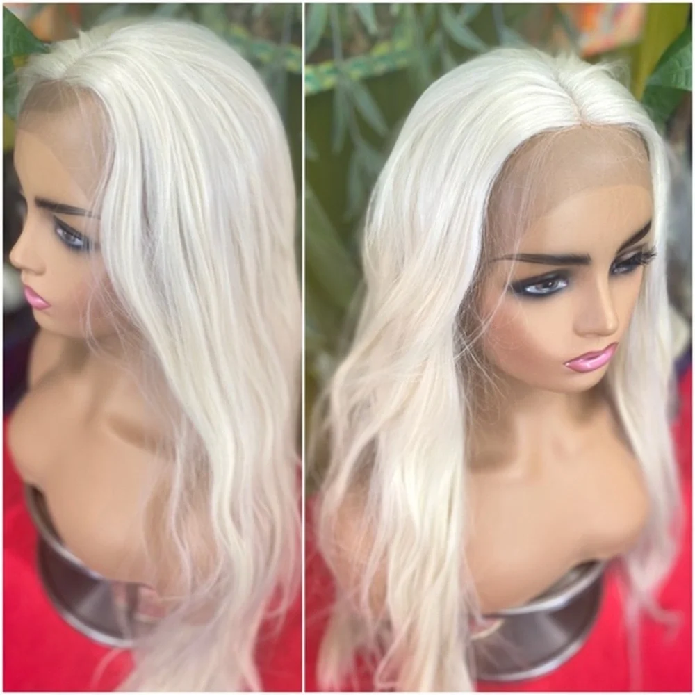White blonde platinum lace front wig